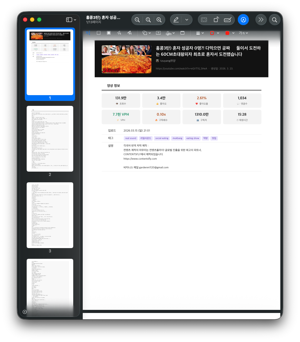 생성된 PDF 결과물 예시